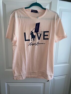 Ralph Lauren PINK PONY Polo Horse LIVE T - Shirt Cancer Awareness Large NWT
